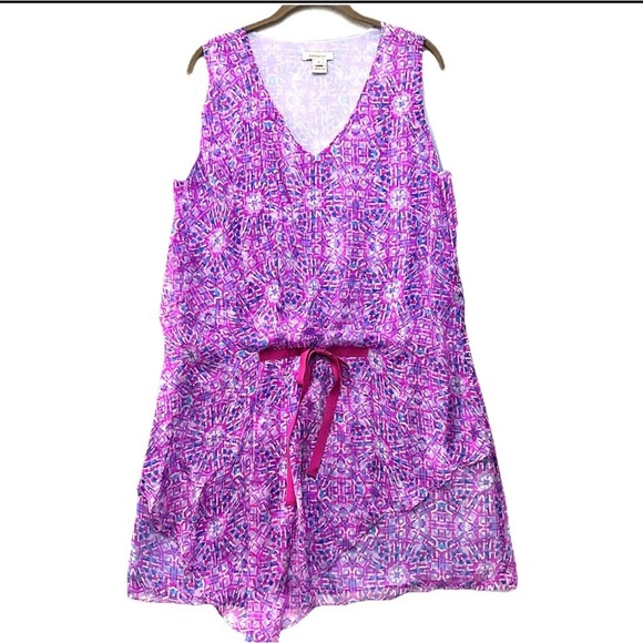 Sundance Dresses & Skirts - Sundance Silk Chiffon Faux Wrap Dress Kaleidoscope Purple Pink Geometric lined